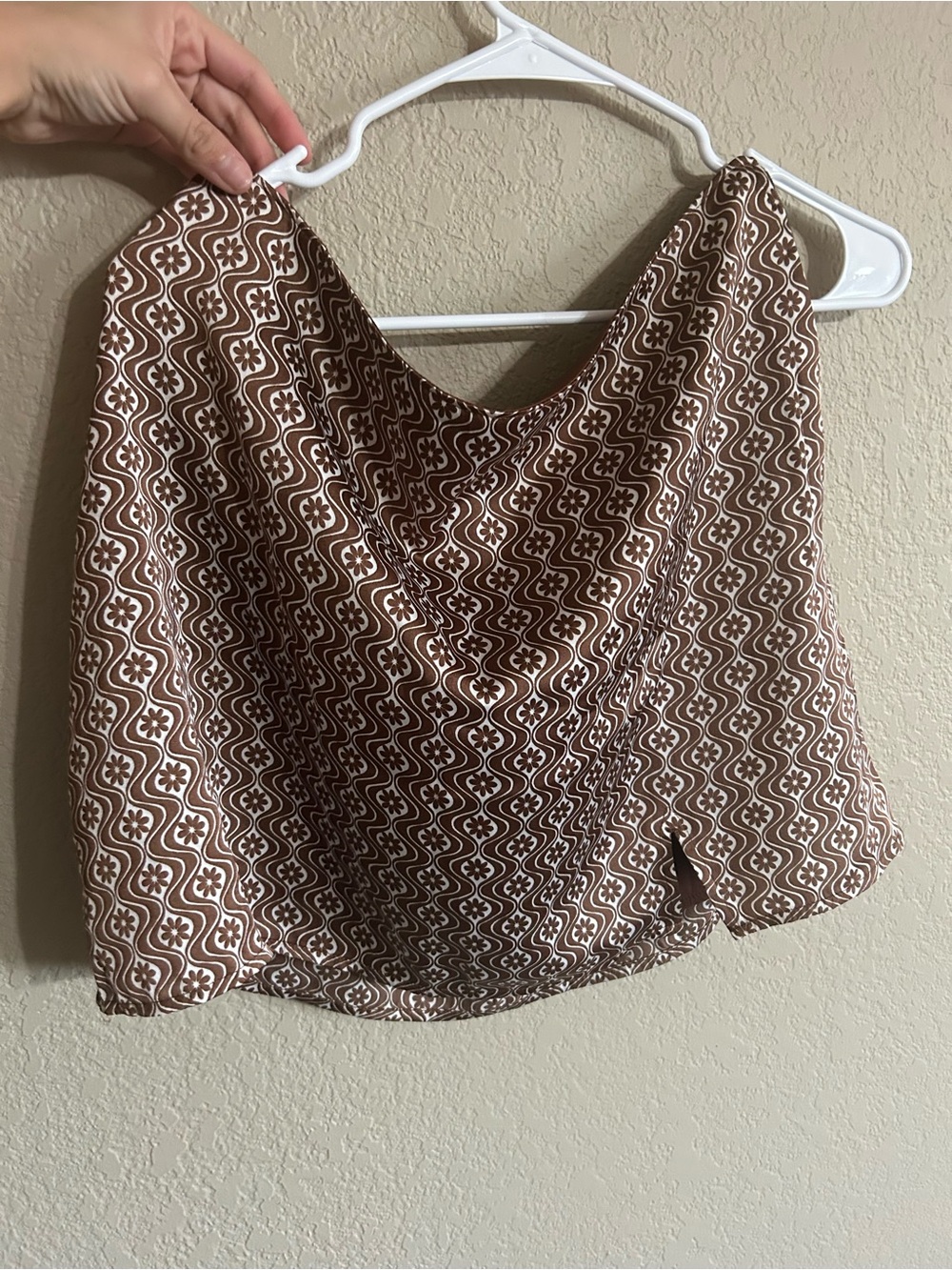Hollister Brown and White Cowl Neck Tank Top